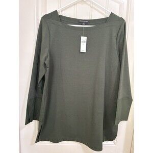 NWT Banana Republic Blouse Forest Green Boat Neck Women's Sz L